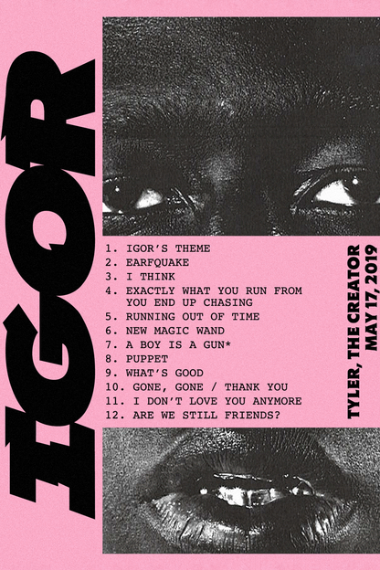 Tyler, The Creator 'Igor Tracklist' Poster