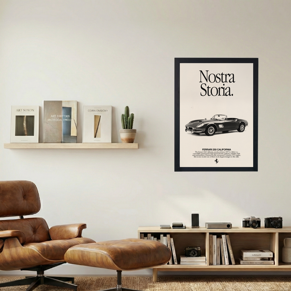 Ferrari 250 California 'Nostra Storia' B&W Poster
