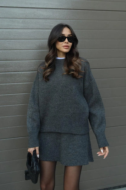 Aria™ - Heathered Sweater & Skirt Duo