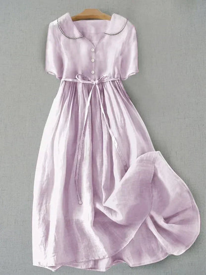 Hana - Cotton Linen Midi Dress