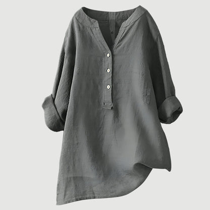 Mira Button-Front Linen Shirt