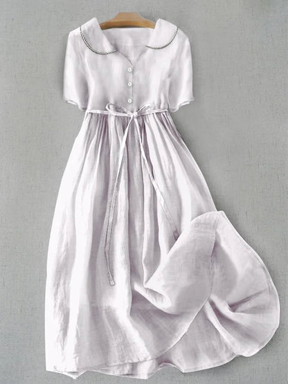 Hana - Cotton Linen Midi Dress