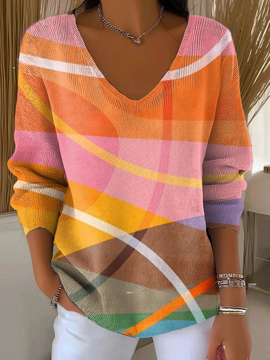 ELARA | Elegant V-Neck Knit Top