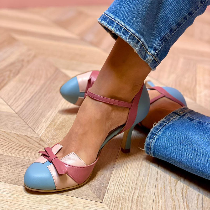 Bellarosa | Colorful sandals with knot and strap, round toe