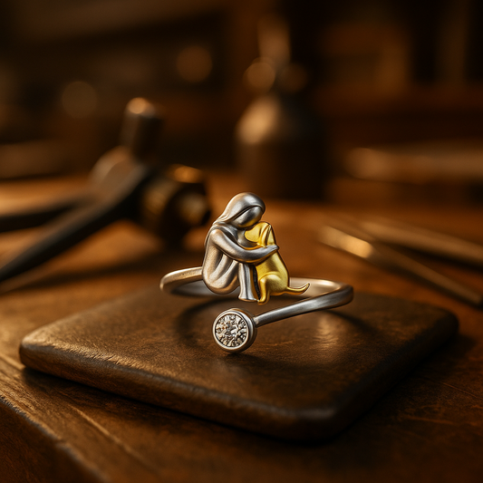 Silver Dog Ring with Zirconia Stones