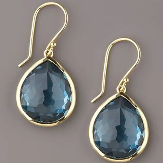 Vintage Earrings with Blue Drop Crystals