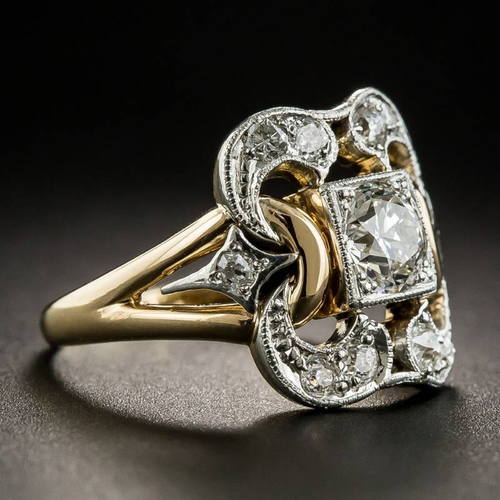 Vintage gold ring with zirconia