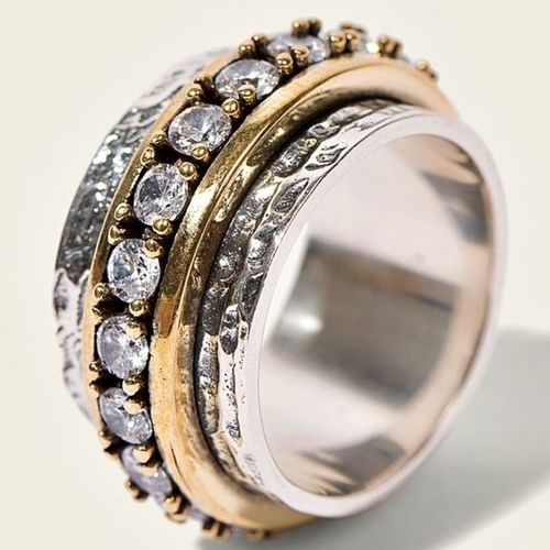 Vintage Gold and Silver Ring with Zirconia