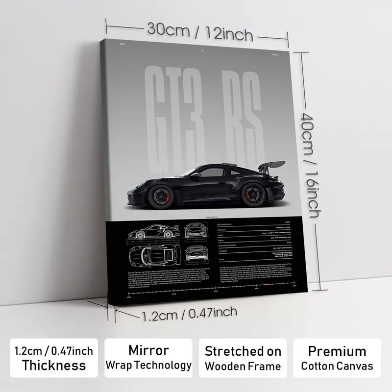 Wooden-Framed Exotic Car Canvas