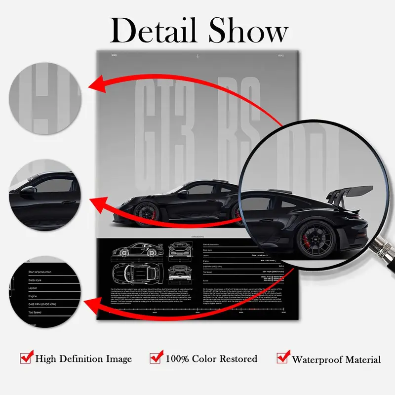 Wooden-Framed Exotic Car Canvas