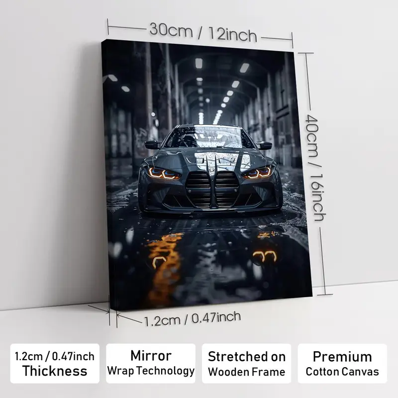 Wooden-Framed Exotic Car Canvas