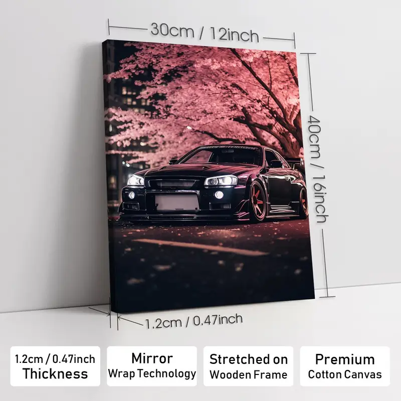 Wooden-Framed Exotic Car Canvas