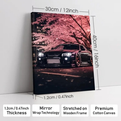 Wooden-Framed Exotic Car Canvas