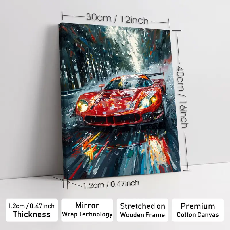 Wooden-Framed Exotic Car Canvas