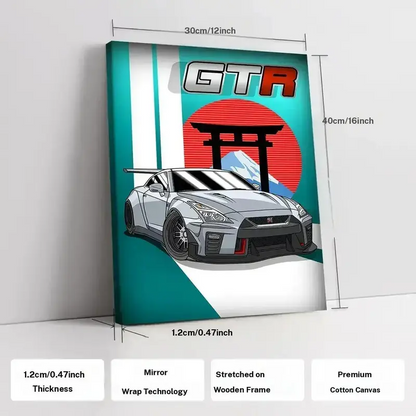 Wooden-Framed Exotic Car Canvas