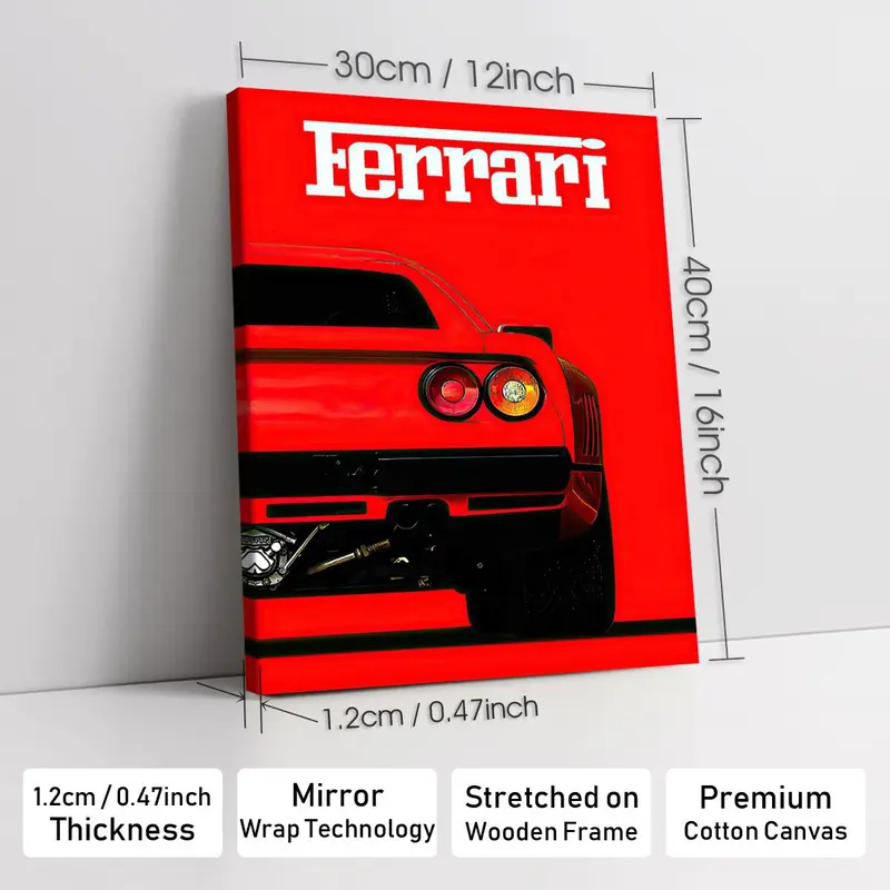Wooden-Framed Exotic Car Canvas
