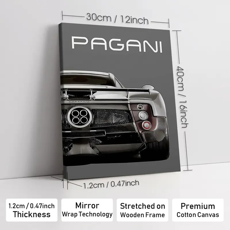 Wooden-Framed Exotic Car Canvas