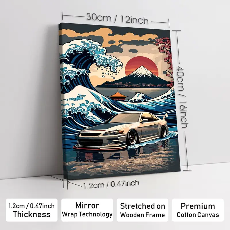 Wooden-Framed Exotic Car Canvas
