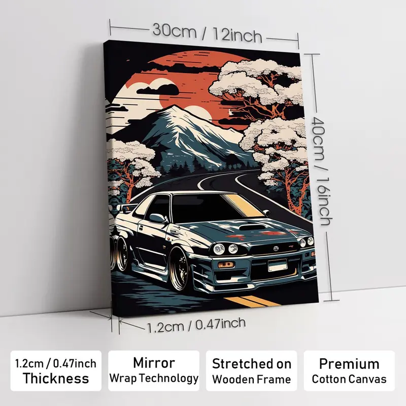 Wooden-Framed Exotic Car Canvas