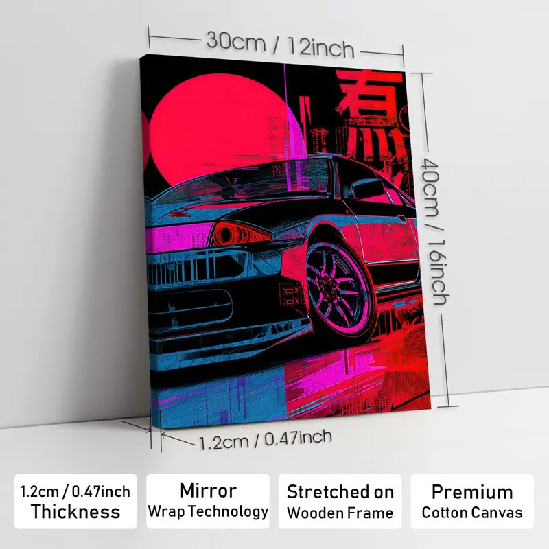 Wooden-Framed Exotic Car Canvas