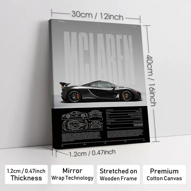 Wooden-Framed Exotic Car Canvas