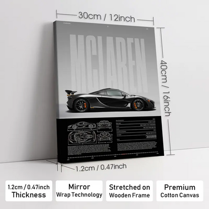 Wooden-Framed Exotic Car Canvas