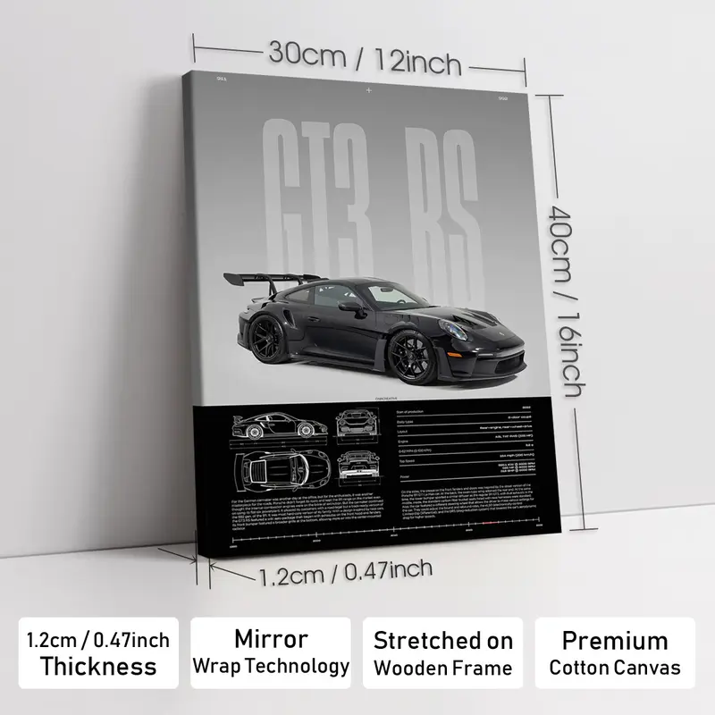 Wooden-Framed Exotic Car Canvas