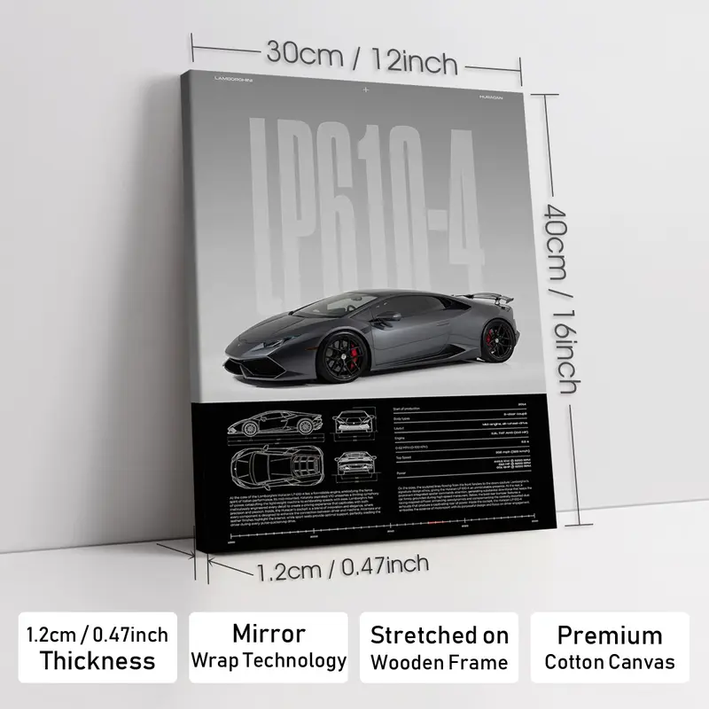Wooden-Framed Exotic Car Canvas