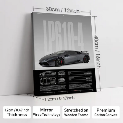 Wooden-Framed Exotic Car Canvas