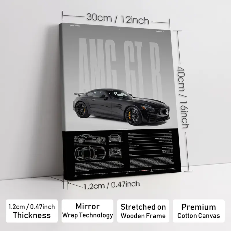 Wooden-Framed Exotic Car Canvas