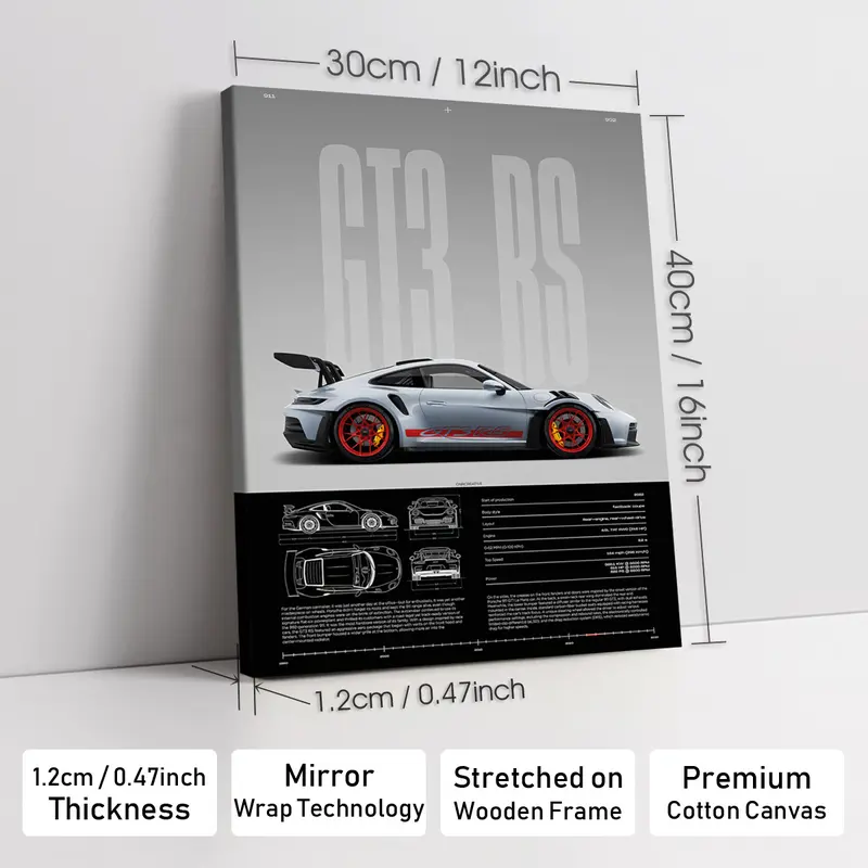 Wooden-Framed Exotic Car Canvas