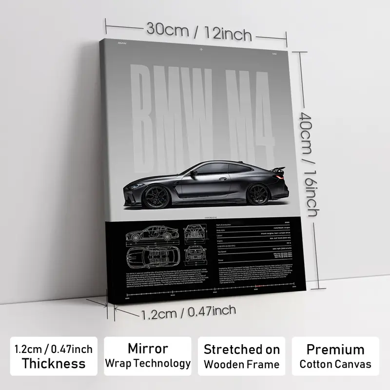 Wooden-Framed Exotic Car Canvas
