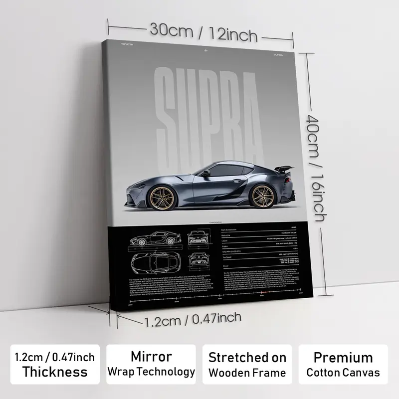 Wooden-Framed Exotic Car Canvas