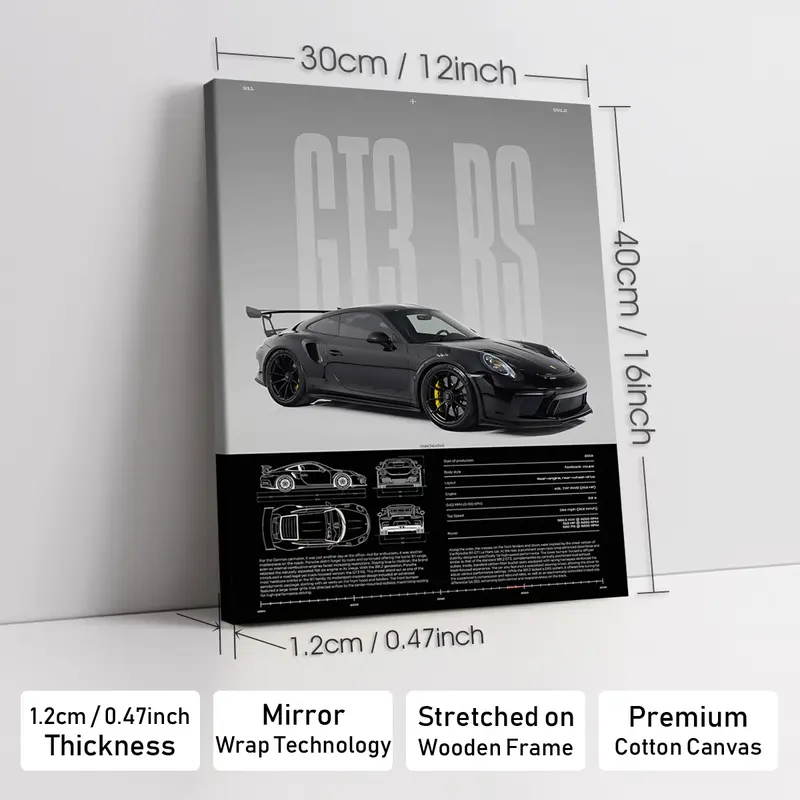 Wooden-Framed Exotic Car Canvas