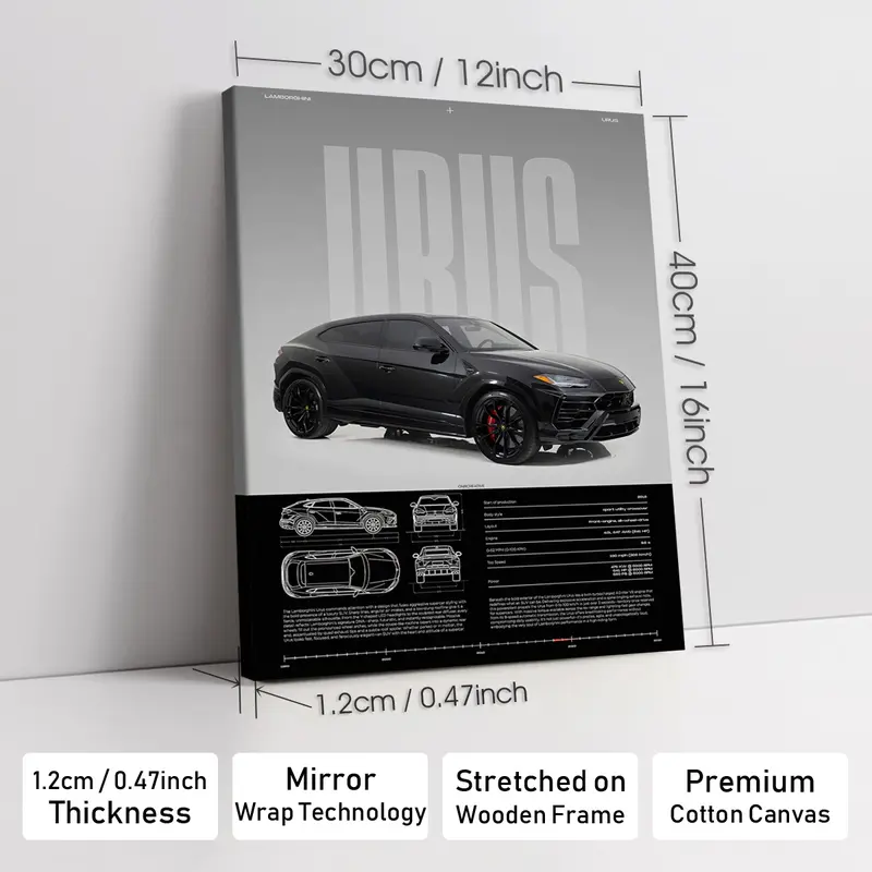 Wooden-Framed Exotic Car Canvas