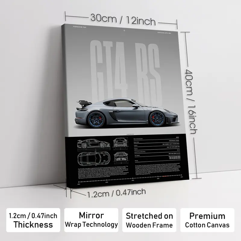 Wooden-Framed Exotic Car Canvas