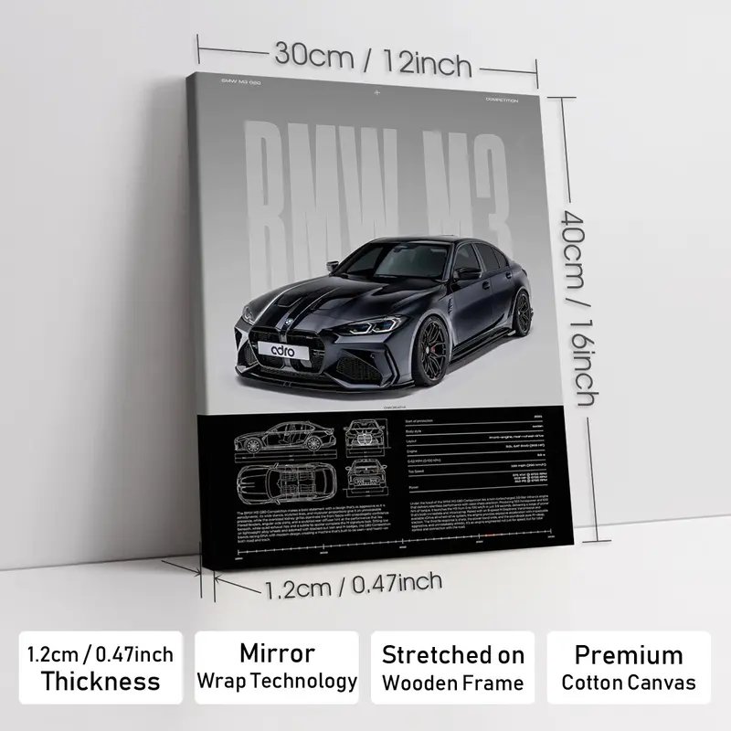 Wooden-Framed Exotic Car Canvas