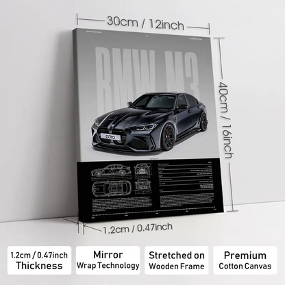 Wooden-Framed Exotic Car Canvas