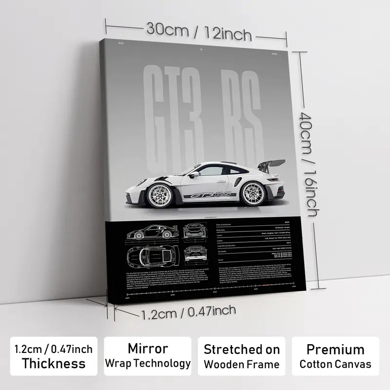 Wooden-Framed Exotic Car Canvas
