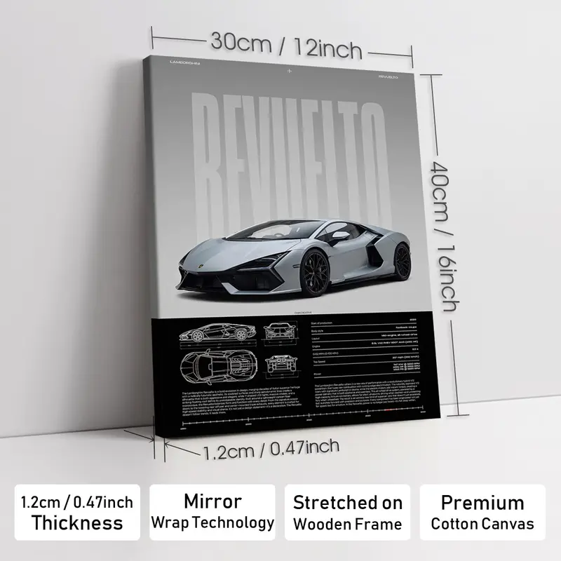 Wooden-Framed Exotic Car Canvas