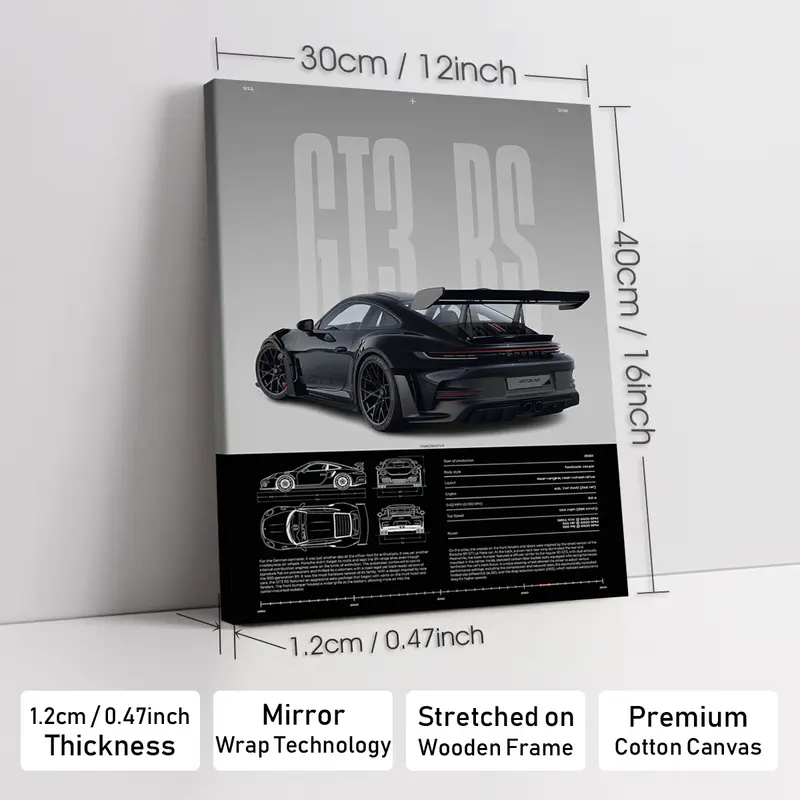 Wooden-Framed Exotic Car Canvas