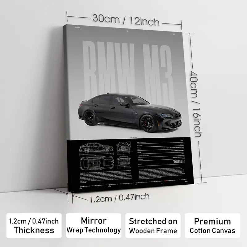 Wooden-Framed Exotic Car Canvas