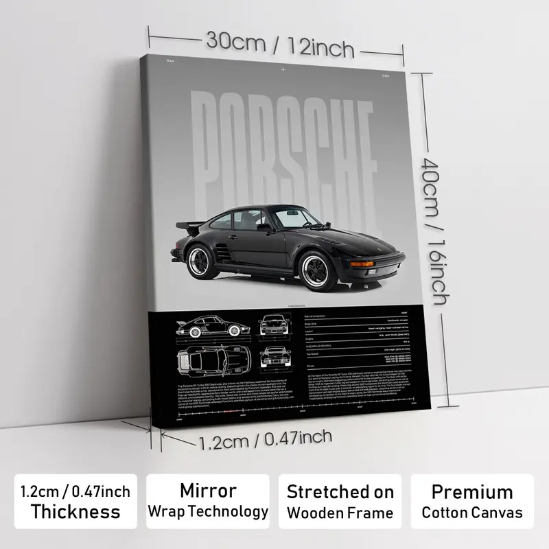 Wooden-Framed Exotic Car Canvas