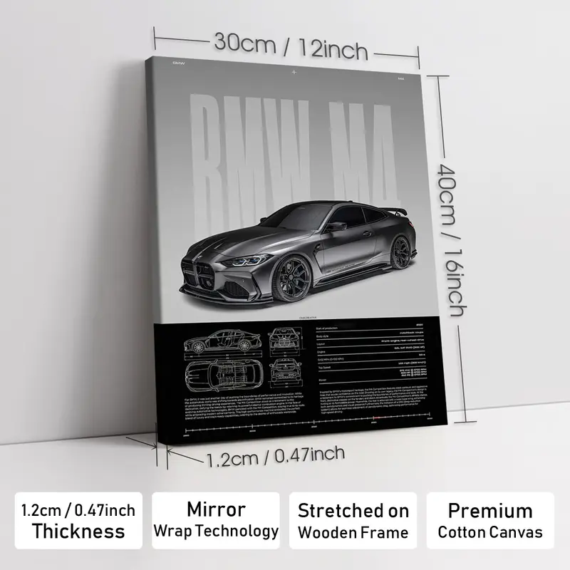 Wooden-Framed Exotic Car Canvas