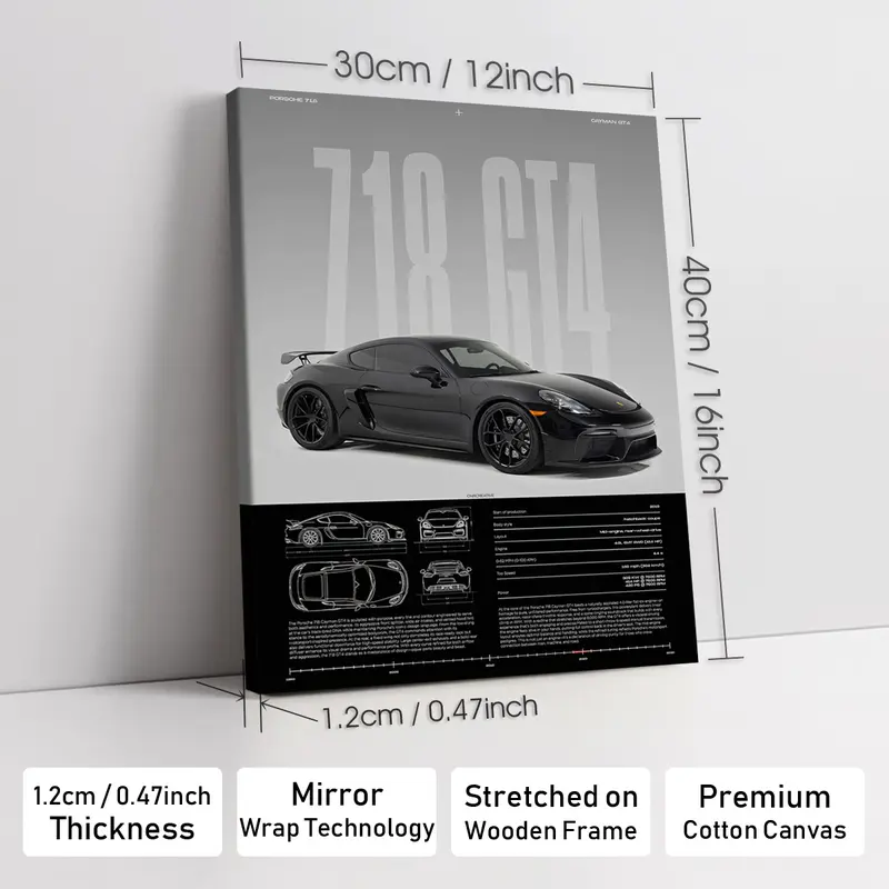 Wooden-Framed Exotic Car Canvas