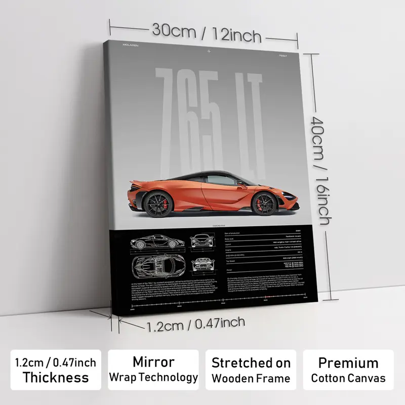 Wooden-Framed Exotic Car Canvas