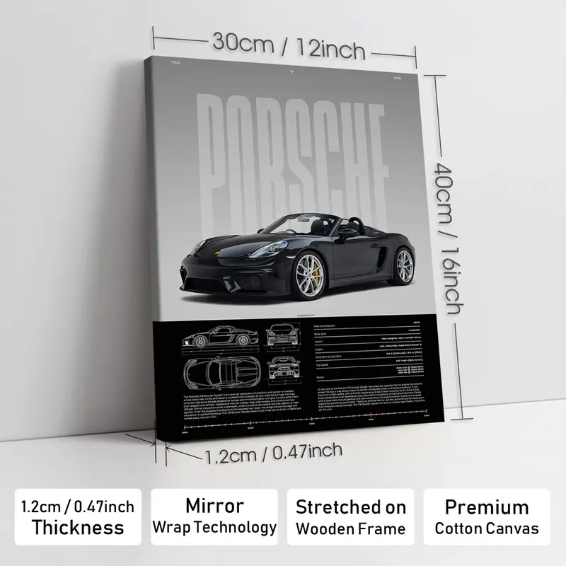 Wooden-Framed Exotic Car Canvas