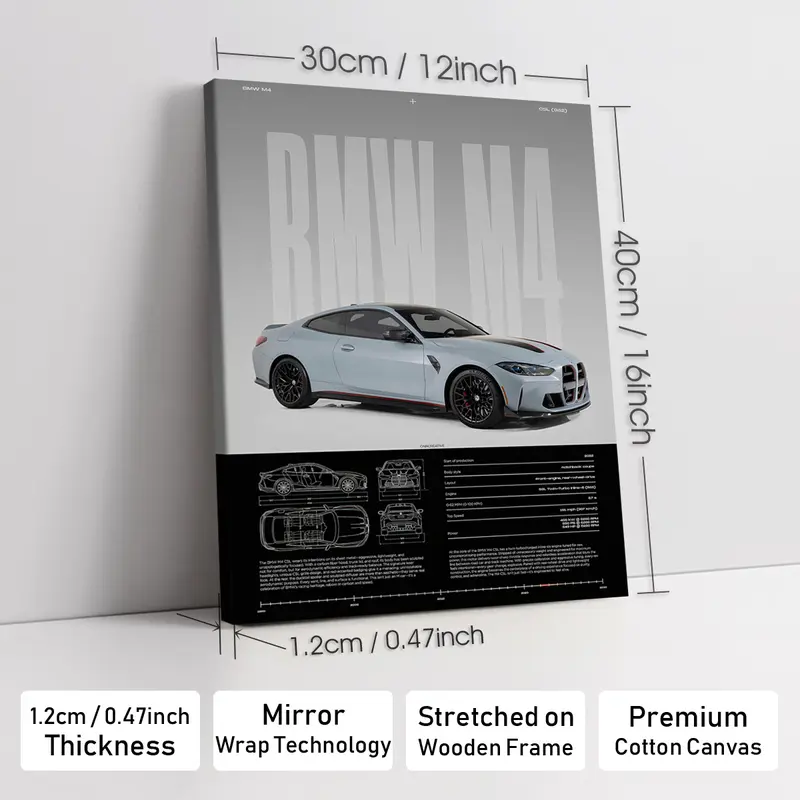 Wooden-Framed Exotic Car Canvas