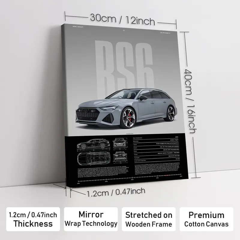 Wooden-Framed Exotic Car Canvas