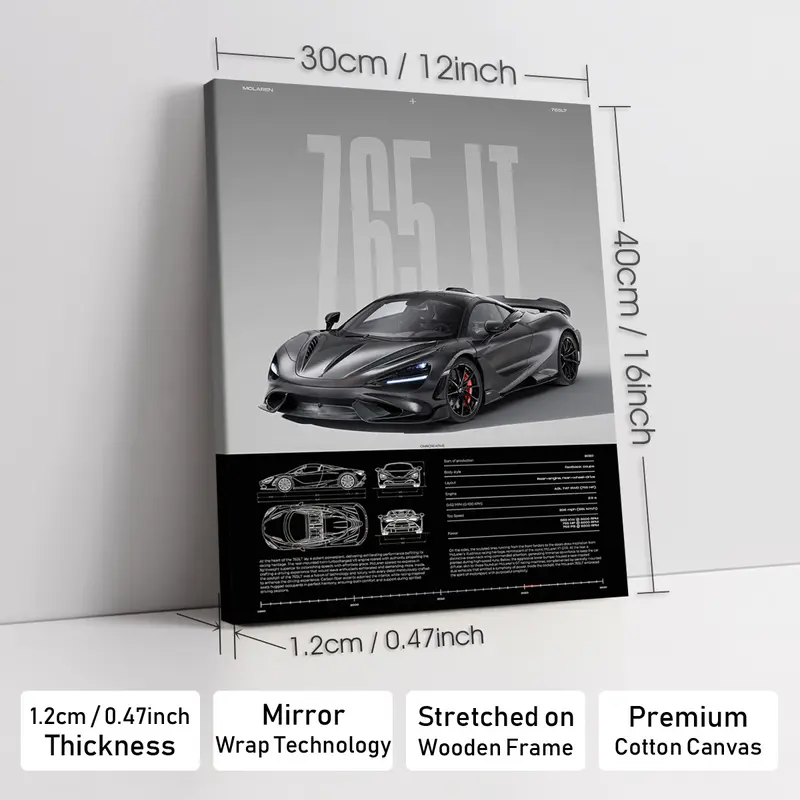 Wooden-Framed Exotic Car Canvas